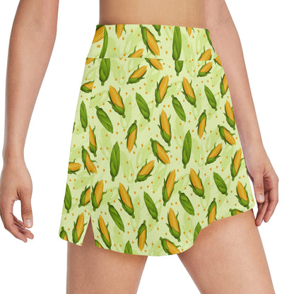 Agricultural Fresh Corn cob Print Pattern 17" Golf & Pickleball Skort with Pockets