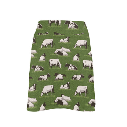 Cow on Grass Print Pattern 17" Golf & Pickleball Skort with Pockets