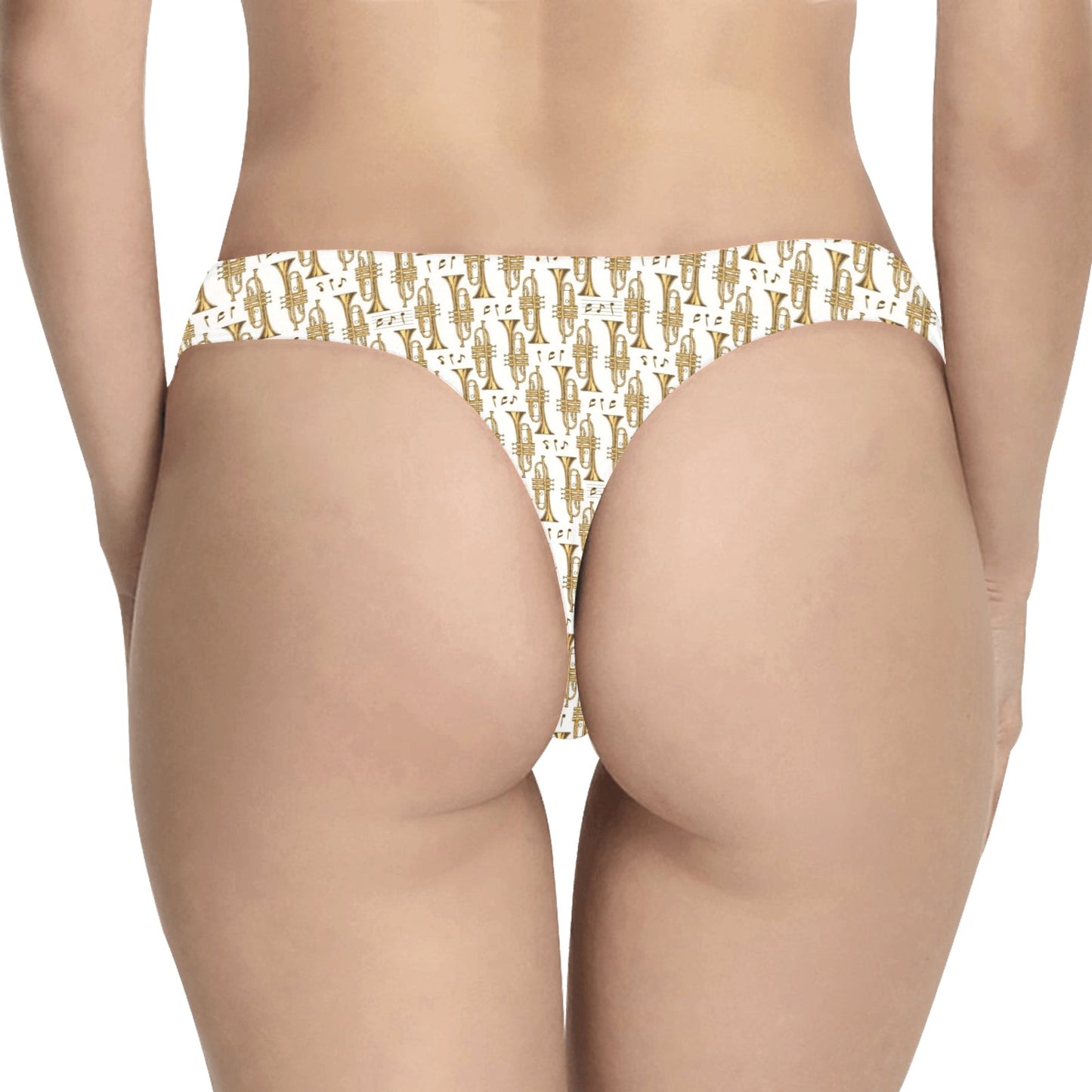 Trumpet with Music Note Print Women's Thongs