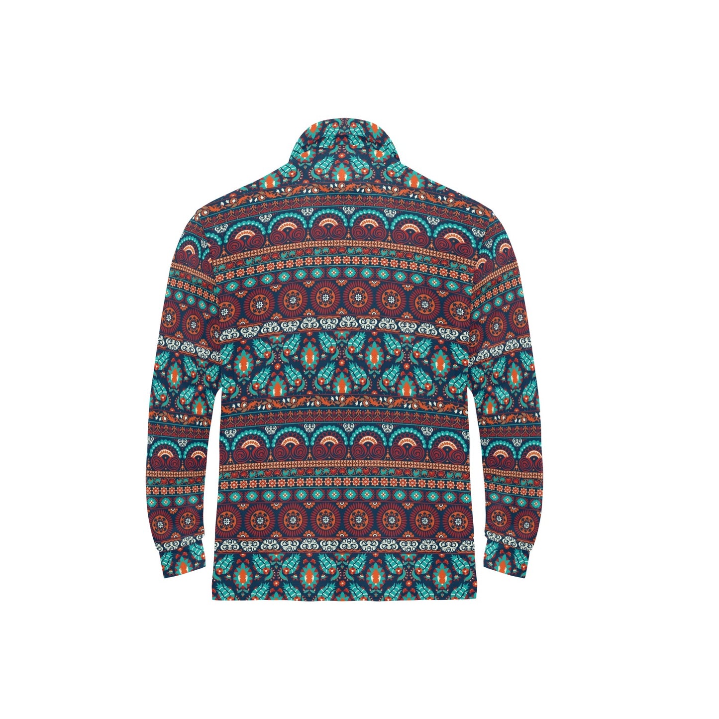 Suzani Print Design LKS302 Long Sleeve Polo Shirt For Men's