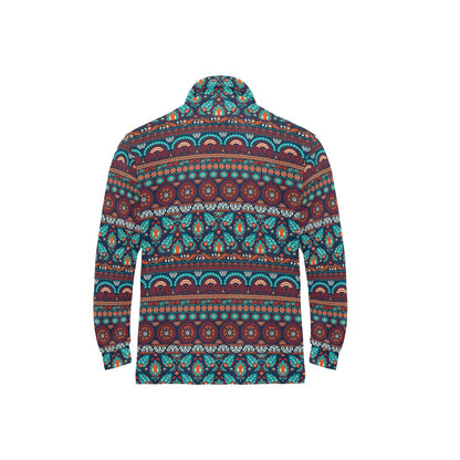 Suzani Print Design LKS302 Long Sleeve Polo Shirt For Men's