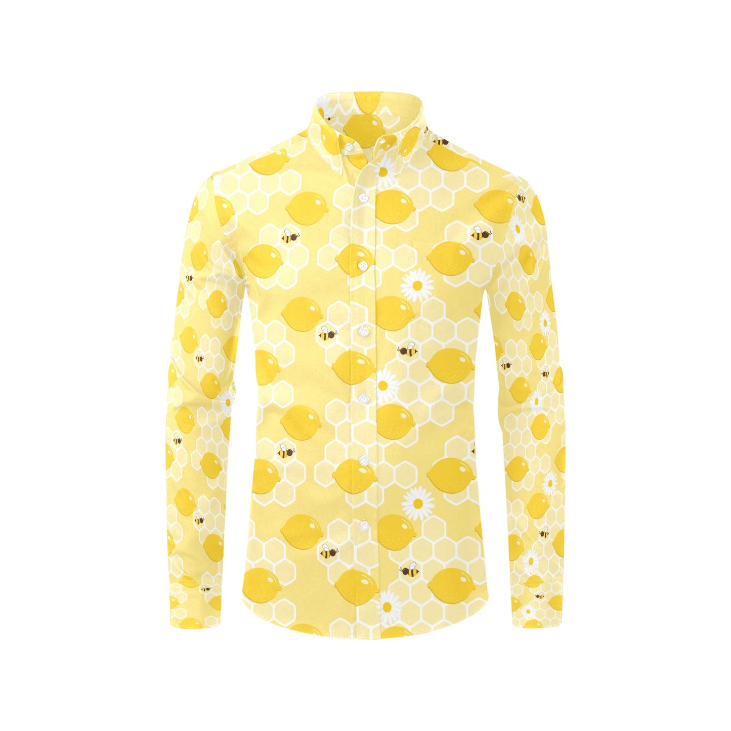 Honey Bee Honeycomb Print Design LKS3010 Men's Long Sleeve Dress Shirt