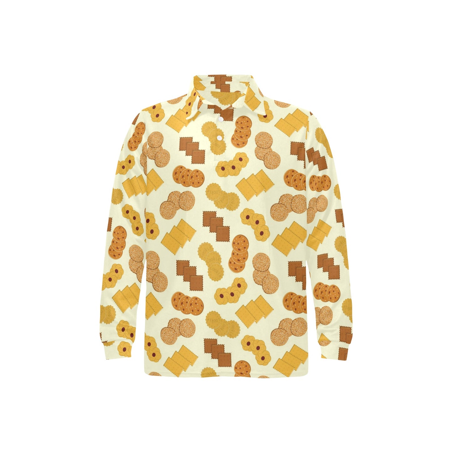 Cookie Pattern Print Design 06 Long Sleeve Polo Shirt For Men's