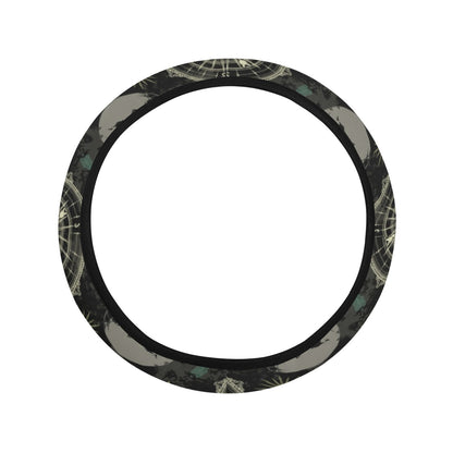 World Map Print Design LKS303 Steering Wheel Cover with Elastic Edge