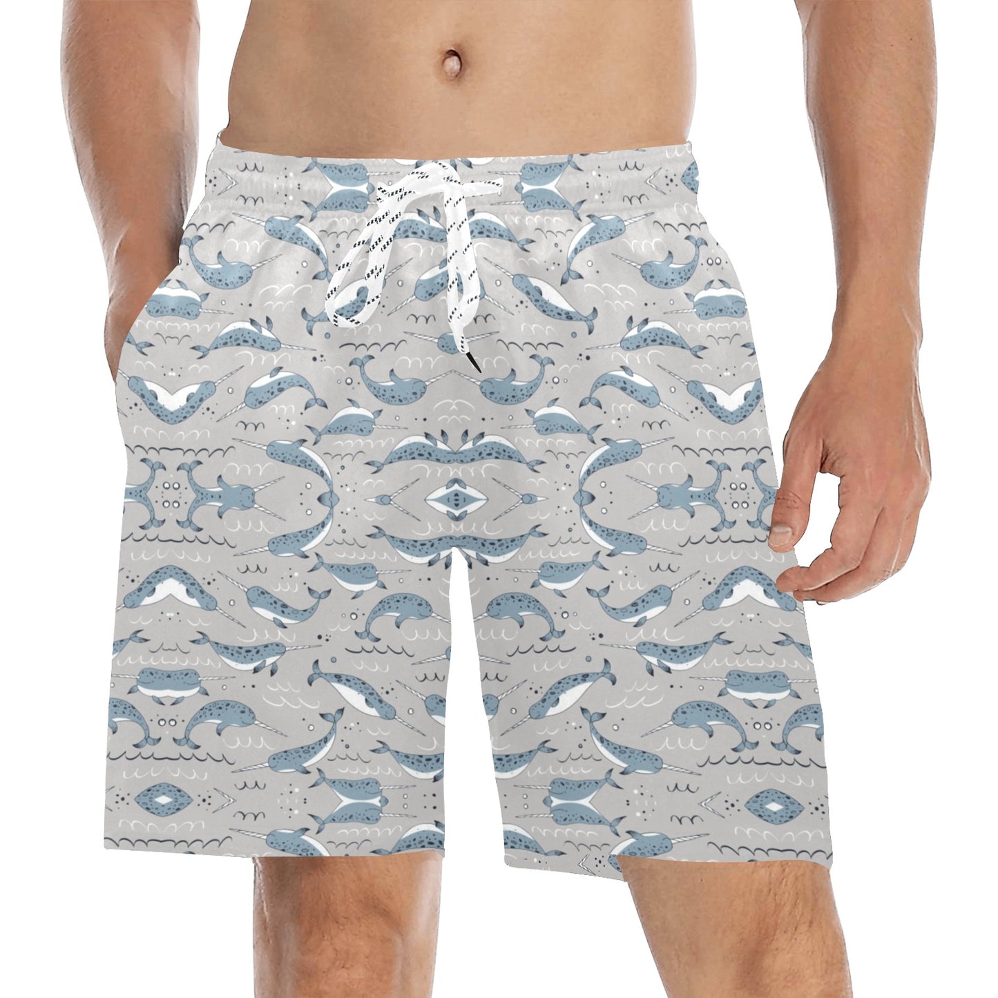 Narwhal Pattern Print Men's Swim Trunks Beach Shorts