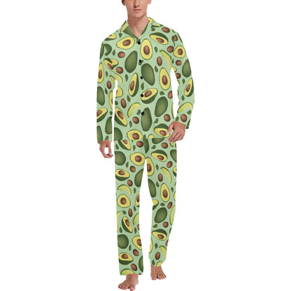 Avocado Pattern Print Design AC01 Men's Long Pajama Set