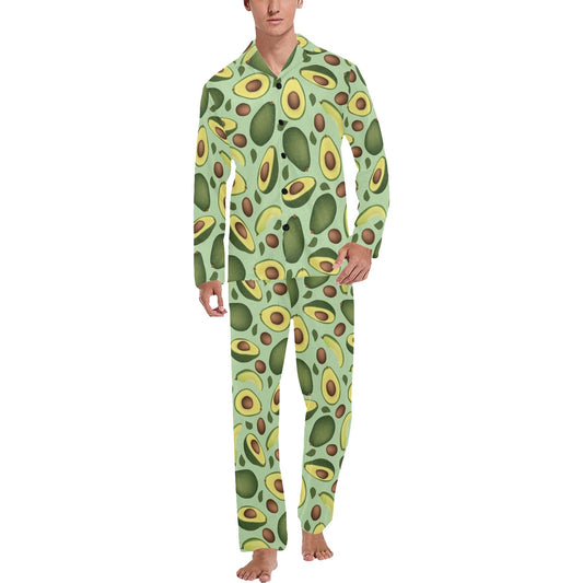 Avocado Pattern Print Design AC01 Men's Long Pajama Set