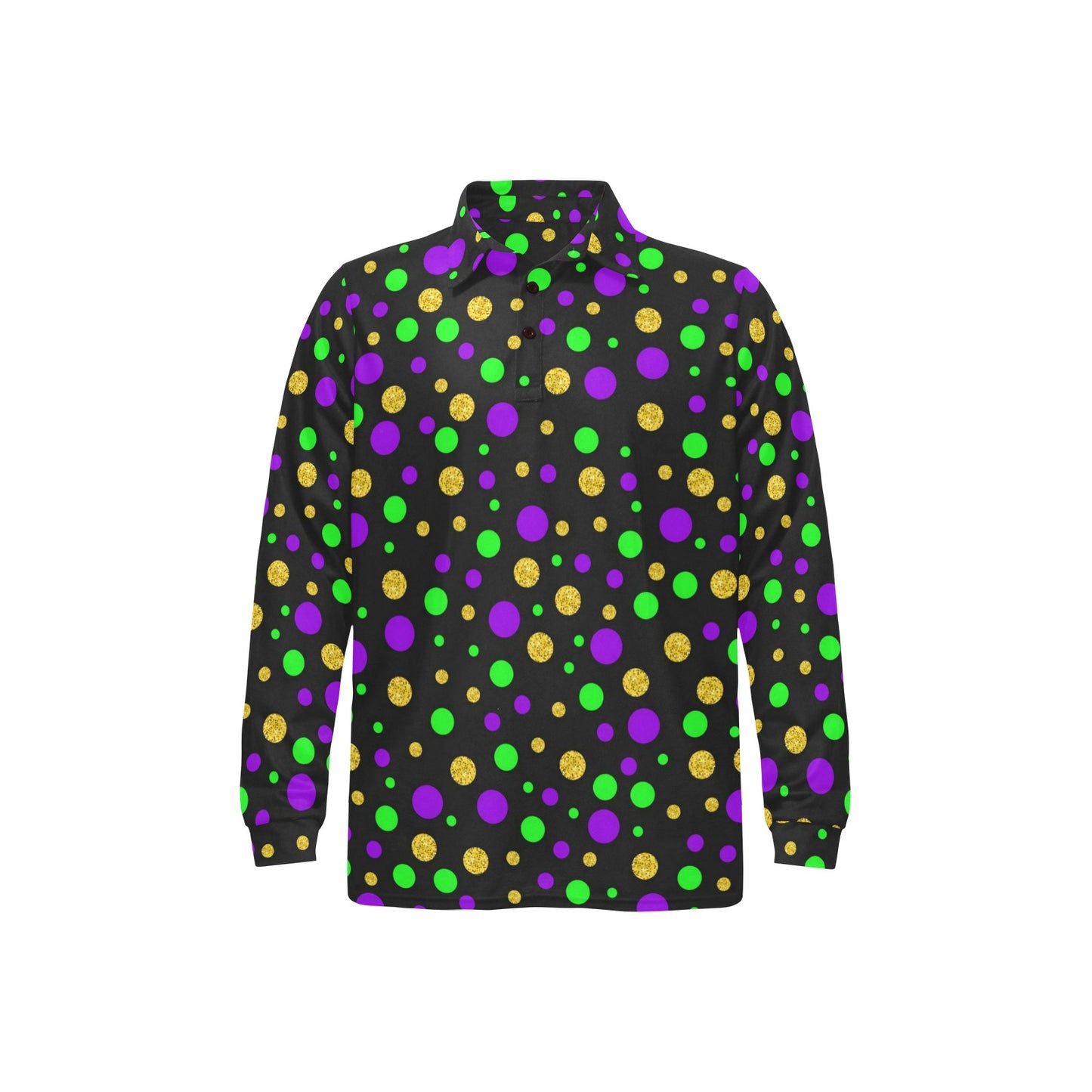 Mardi Gras Pattern Print Design 07 Long Sleeve Polo Shirt For Men's