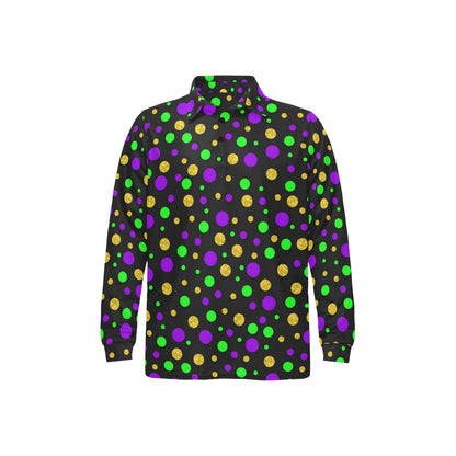 Mardi Gras Pattern Print Design 07 Long Sleeve Polo Shirt For Men's