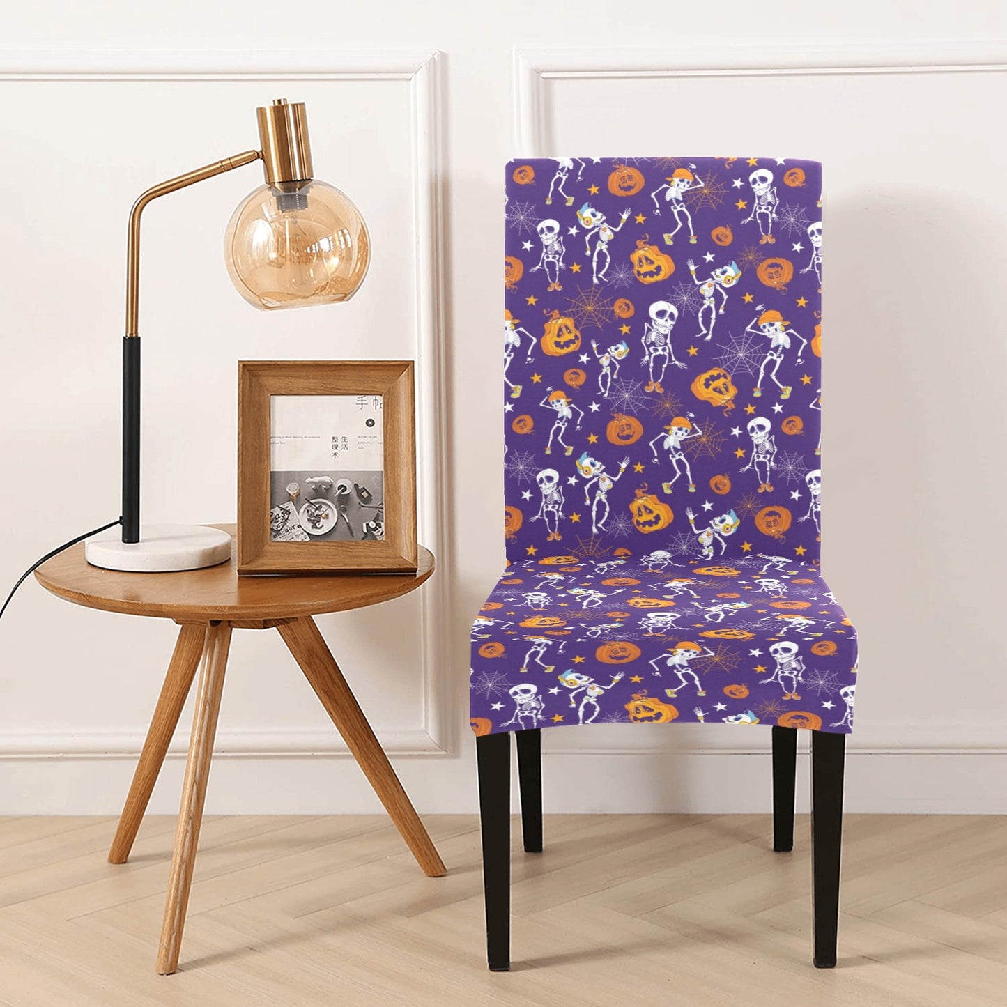 Skeleton Halloween Dance Print Design LKS304 Dining Chair Slipcover