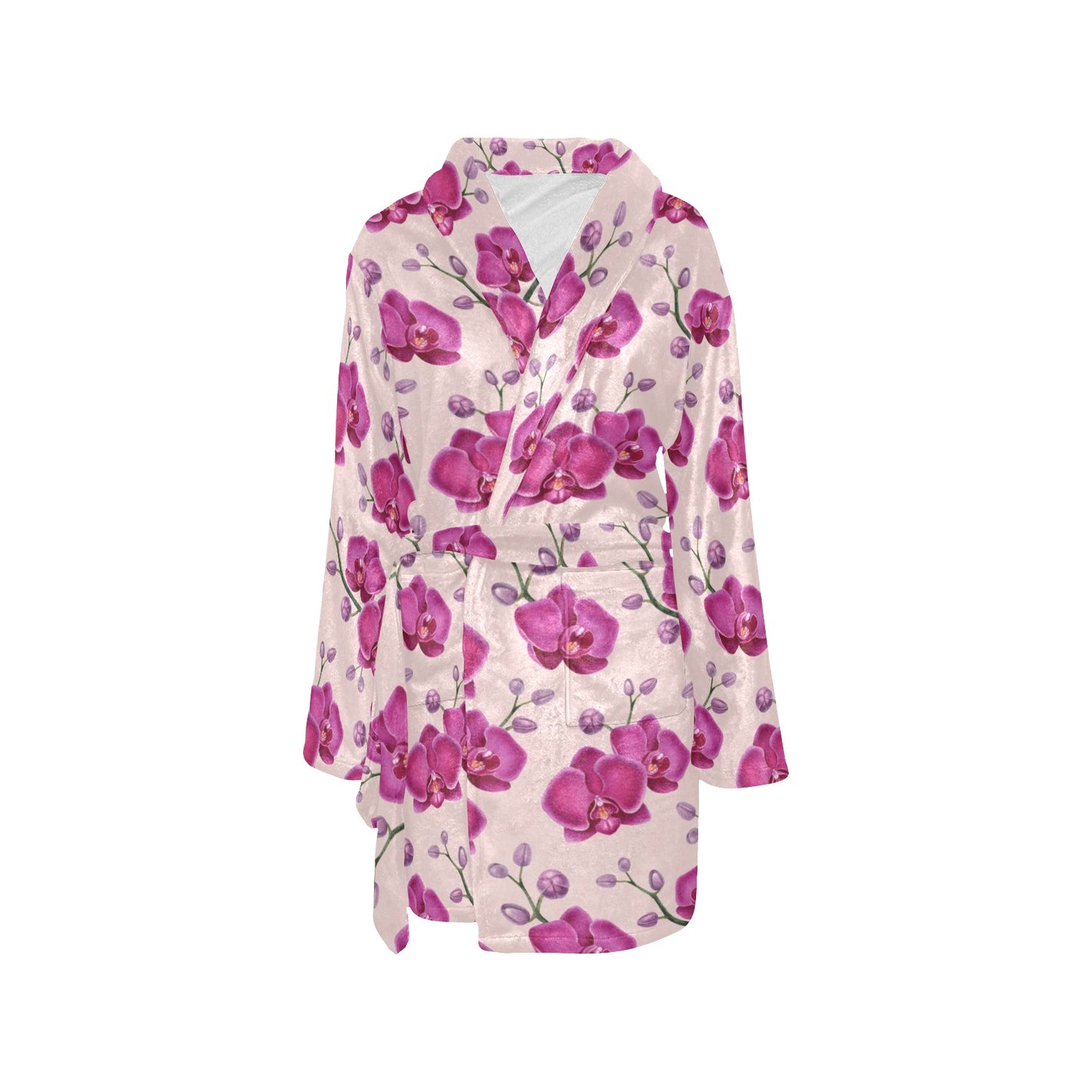 Orchid Purple Pattern Print Design OR04 Women's Fleece Robe