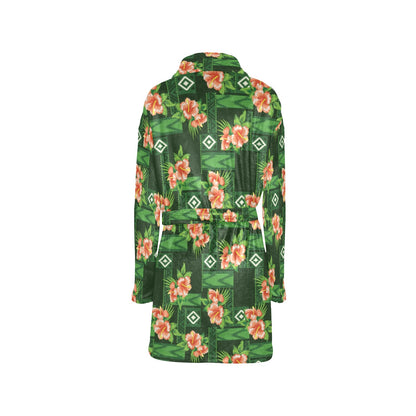Hibiscus Pattern Print Design HB05 Women's Fleece Robe