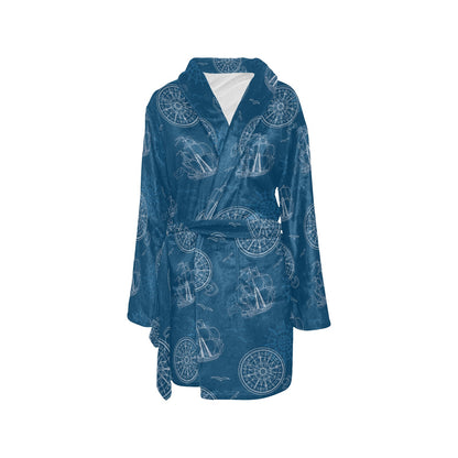 Nautical Pattern Print Design A04 Women's Fleece Robe