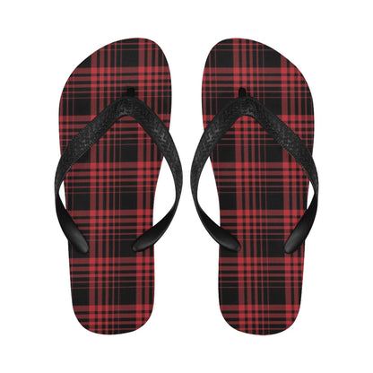 Tartan Red Black Print Design LKS303 Flip Flops