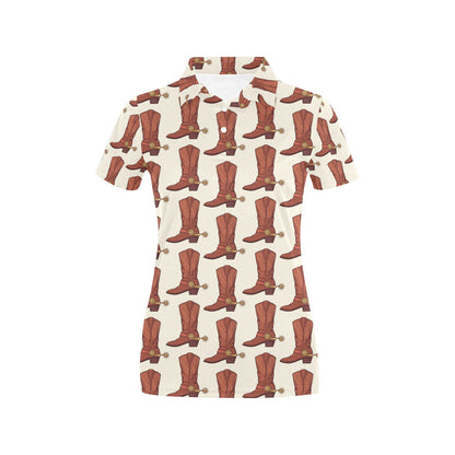 Cowboy Pattern Print Design 06 Women's Polo Shirt