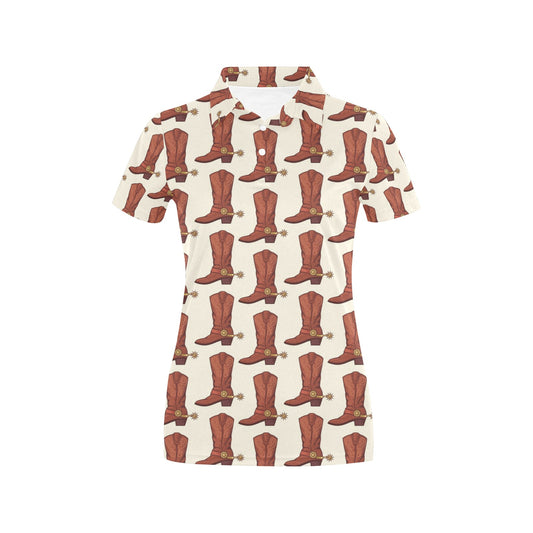 Cowboy Pattern Print Design 06 Women's Polo Shirt