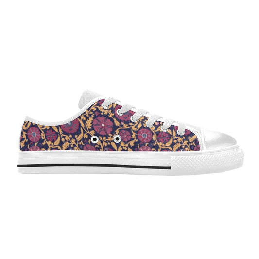 Suzani Print Design LKS303 Women's White Low Top Shoes