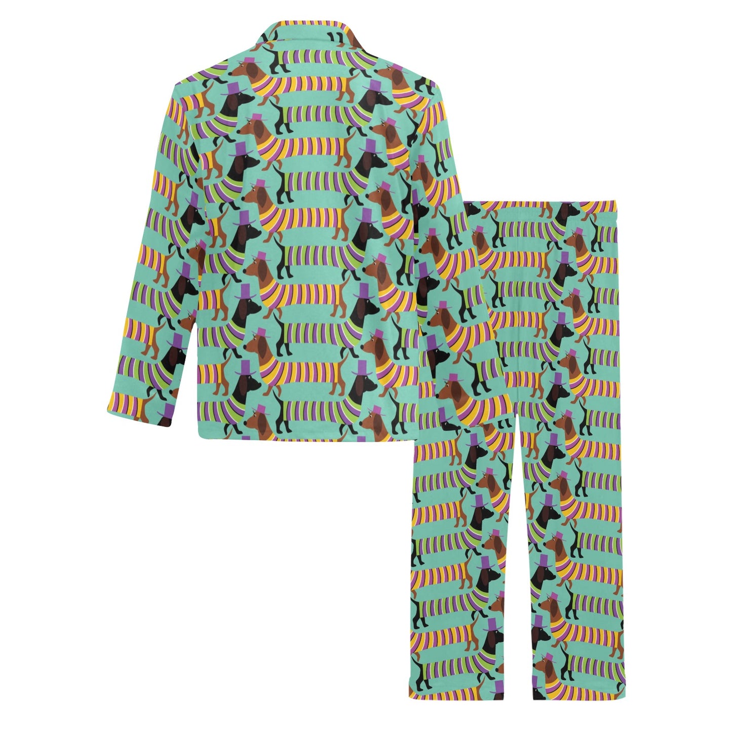 Dachshund Pattern Print Design 05 Men's Long Pajama Set