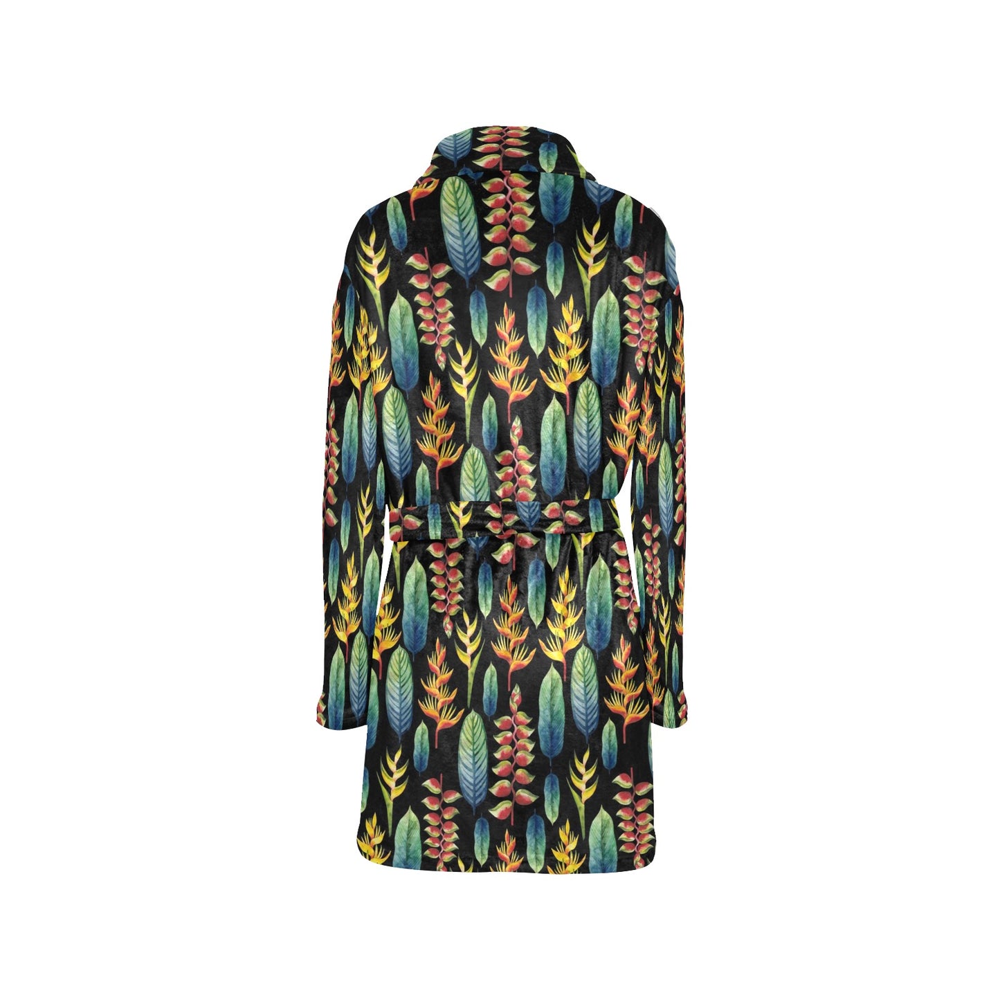 Heliconia Pattern Print Design HL03 Women's Fleece Robe