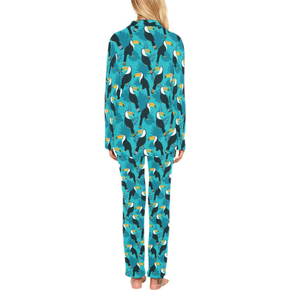 Toucan Parrot Pattern Print Women's Long Pajama Set