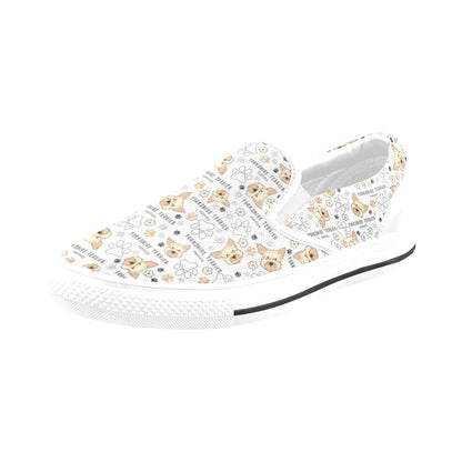 Yorkshire Terriers Print Design LKS308 White Slip Ons Canvas Women's Shoes