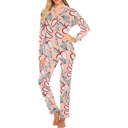 Apple Pattern Print Design AP04 Women's Long Pajama Set