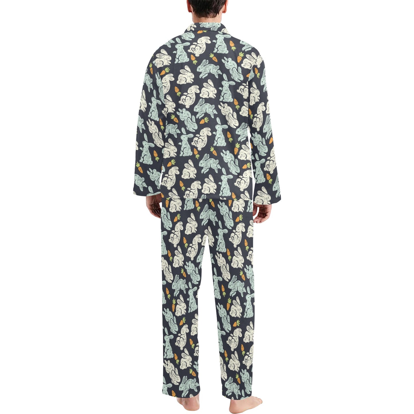 Bunny Pattern Print Design 04 Men's Long Pajama Set