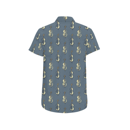 Violin Print Design LKS403 Men Short Sleeve Button Up Shirt