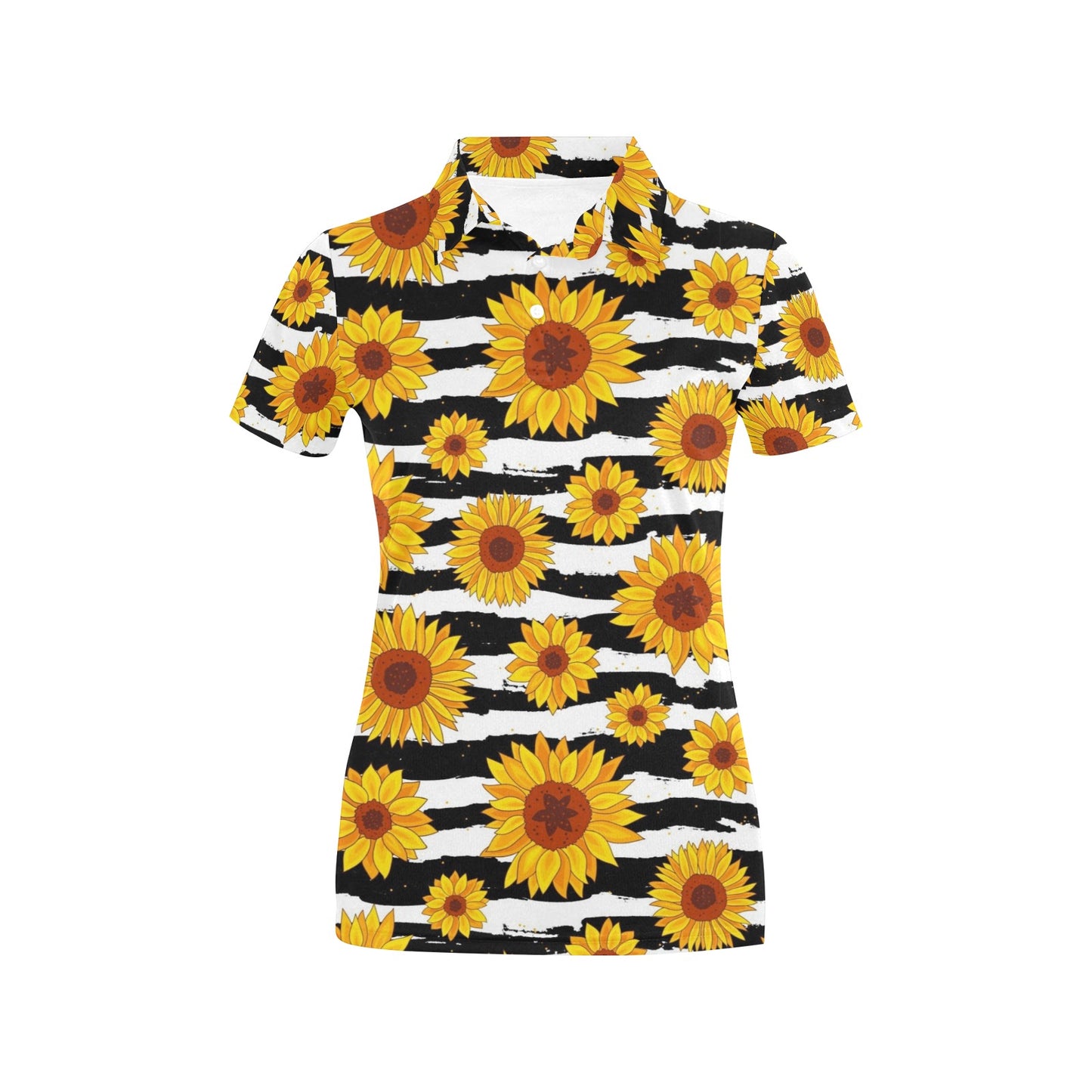 Sunflower Pattern Print Design SF010 Women's Polo Shirt