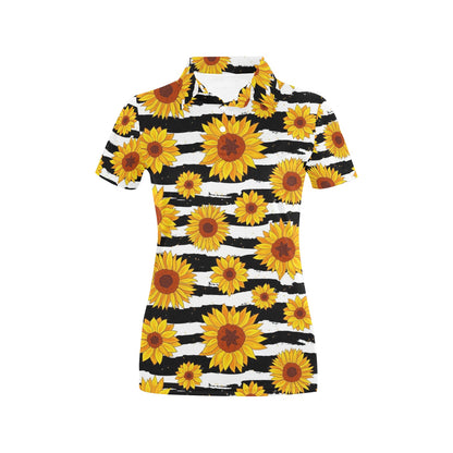 Sunflower Pattern Print Design SF010 Women's Polo Shirt