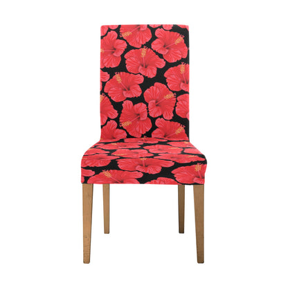 Hibiscus Red Pattern Print Design LKS306 Dining Chair Slipcover