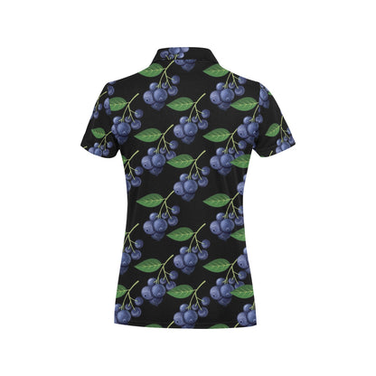 Blueberry Pattern Print Design BB01 Women's Polo Shirt