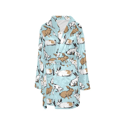 Rabbit Pattern Print Design RB018 Women's Fleece Robe