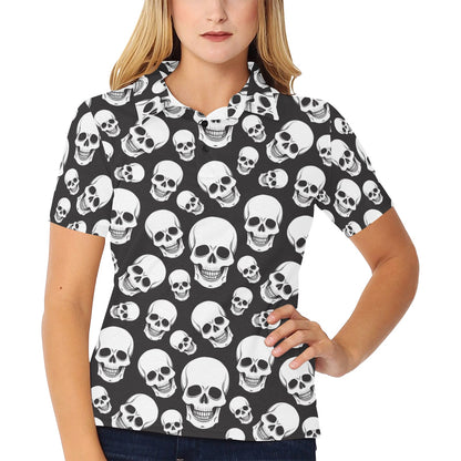 Skull Print Design LKS301 Women's Polo Shirt