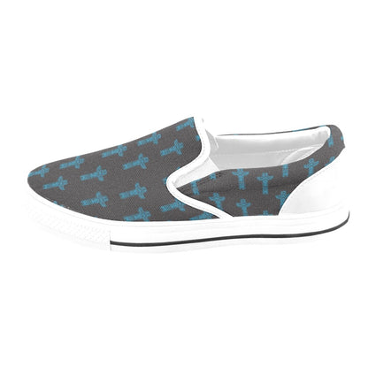 Totem Print Design LKS304 White Slip Ons Canvas Women's Shoes