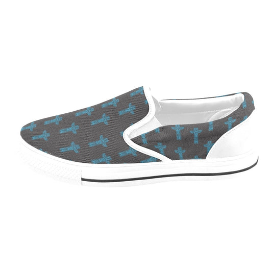 Totem Print Design LKS304 White Slip Ons Canvas Women's Shoes