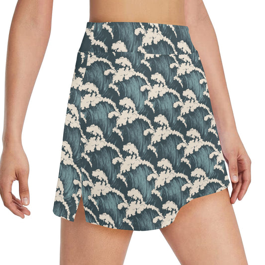 Wave Art Print 17" Golf & Pickleball Skort with Pockets