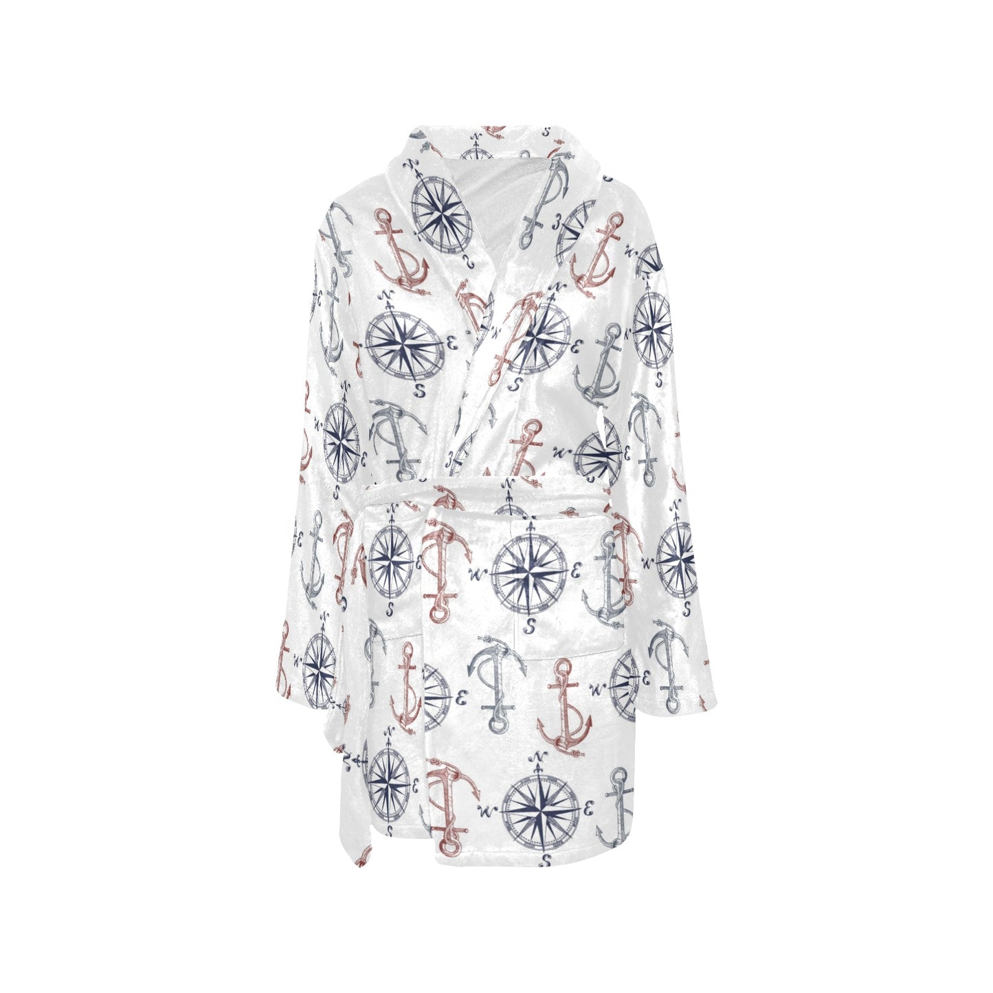 Anchor Pattern Print Design 06 Women's Fleece Robe