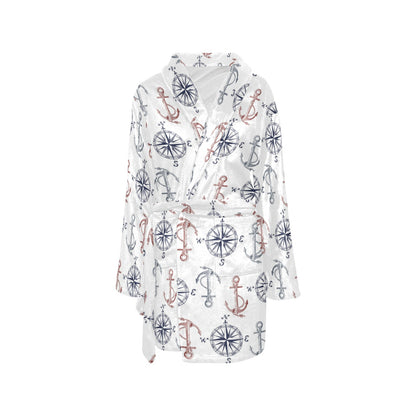 Anchor Pattern Print Design 06 Women's Fleece Robe