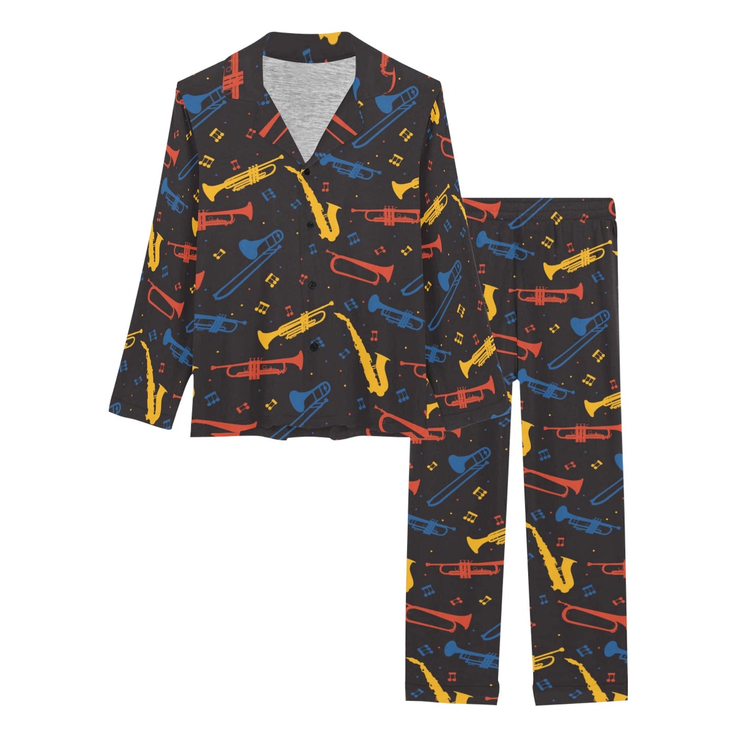 Saxophone Print Design LKS407 Women's Long Pajama Set