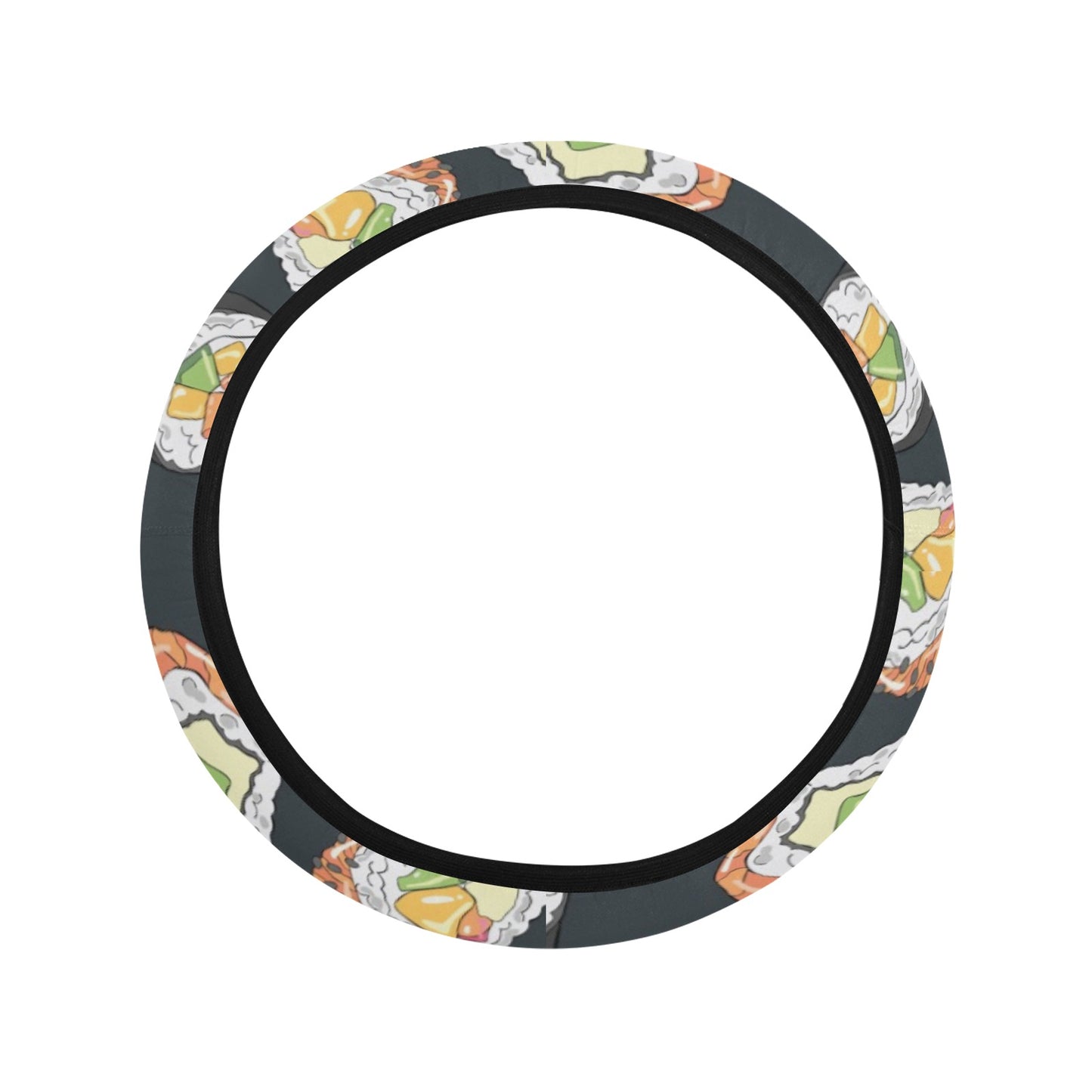 Sushi Print Design LKS306 Steering Wheel Cover with Elastic Edge