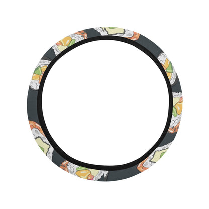 Sushi Print Design LKS306 Steering Wheel Cover with Elastic Edge