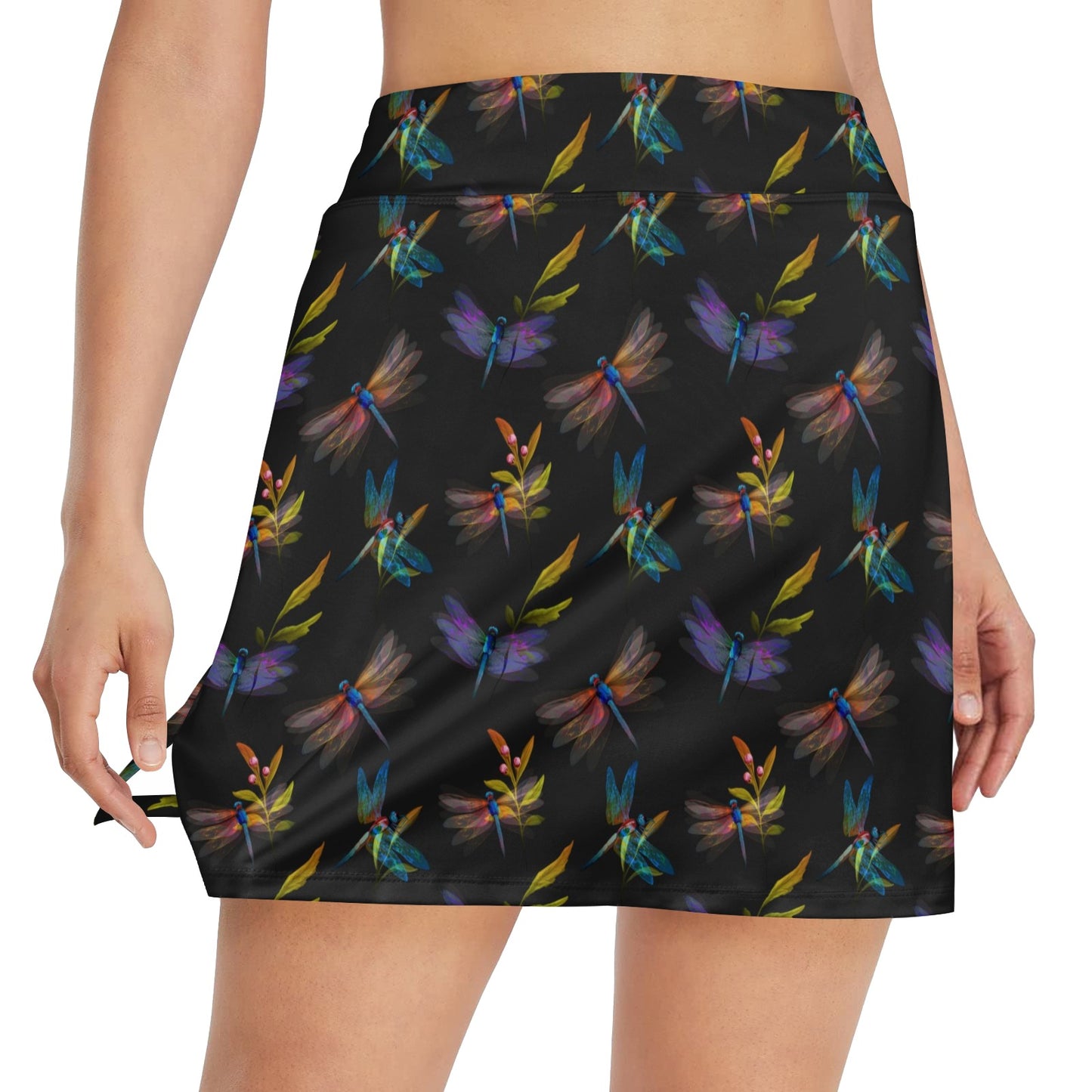Dragonfly Colorful Realistic Print 17" Golf & Pickleball Skort with Pockets