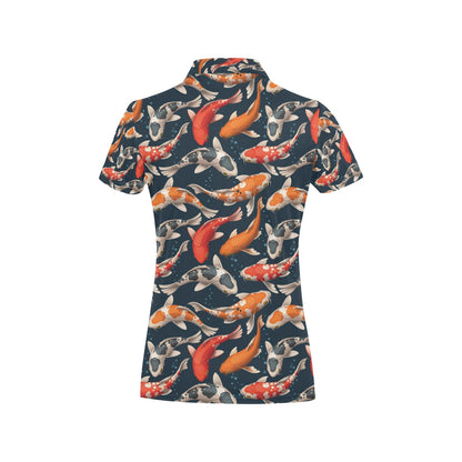 Koi Carp Cute Design Themed Print Women's Polo Shirt