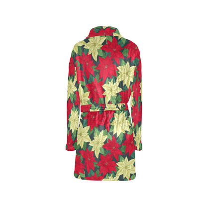 Poinsettia Pattern Print Design POT06 Women's Fleece Robe