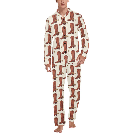 Cowboy Pattern Print Design 06 Men's Long Pajama Set