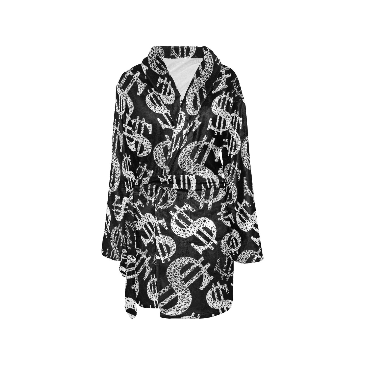 Money Pattern Print Design 02 Women's Fleece Robe