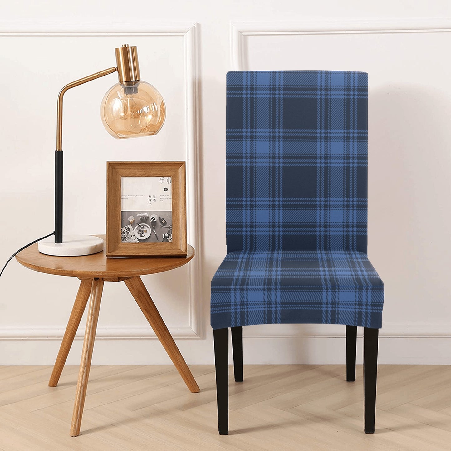 Tartan Blue Print Design LKS304 Dining Chair Slipcover