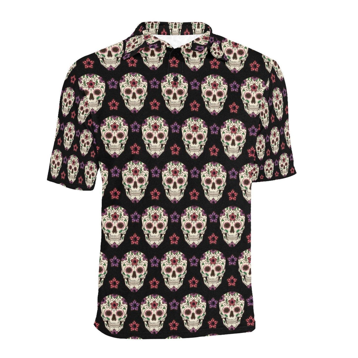 Sugar Skull Print Design LKS304 Men Polo Shirt