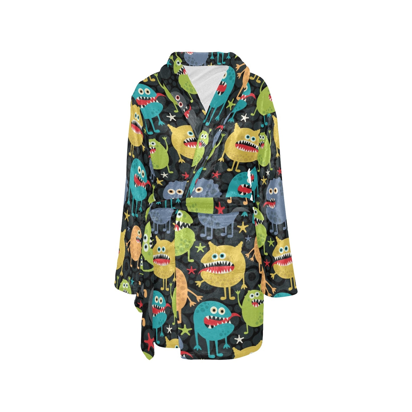 Monster Pattern Print Design 01 Women's Fleece Robe